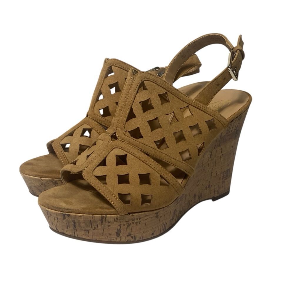 Franco Sarto Shea Dark Camel Wedge Sandal Women's Size 9.5